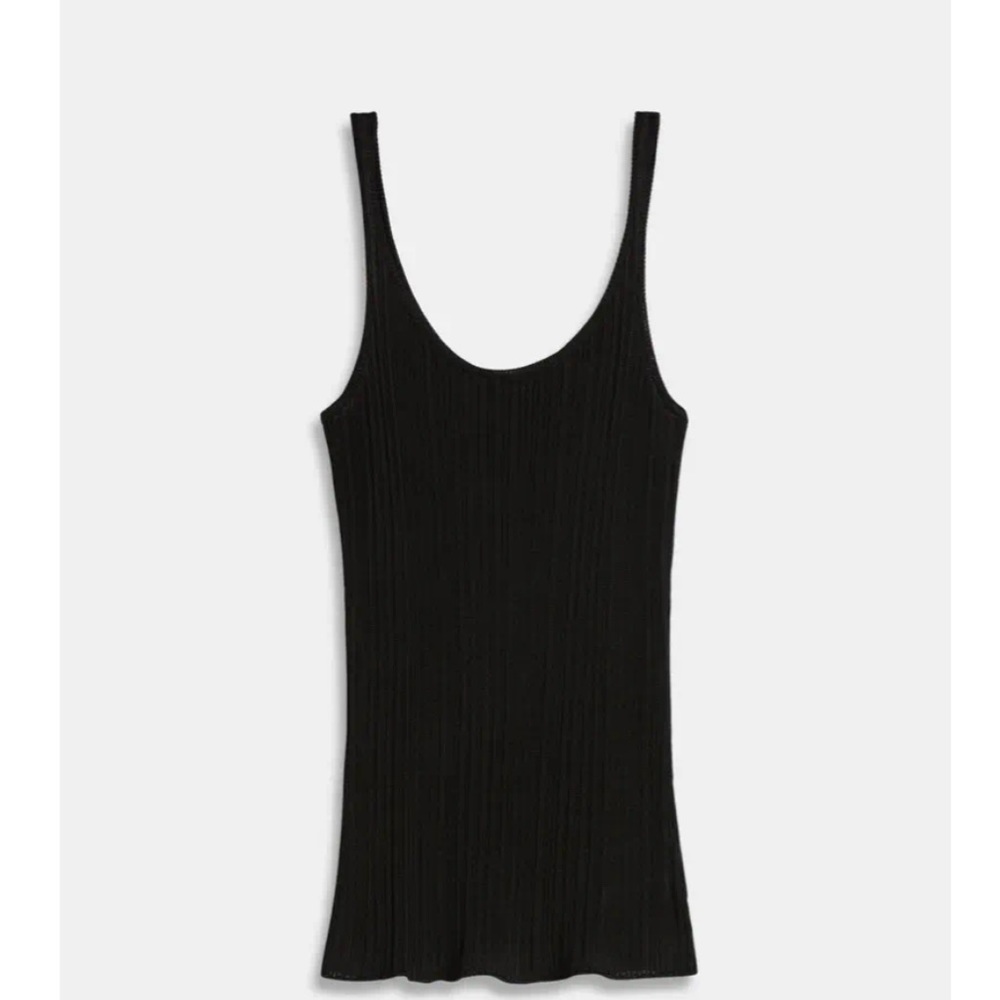 Theory Black Glossed Drop Needle Tank NWOT